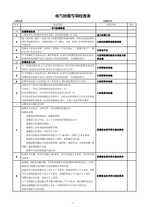 电气防爆专项检查表