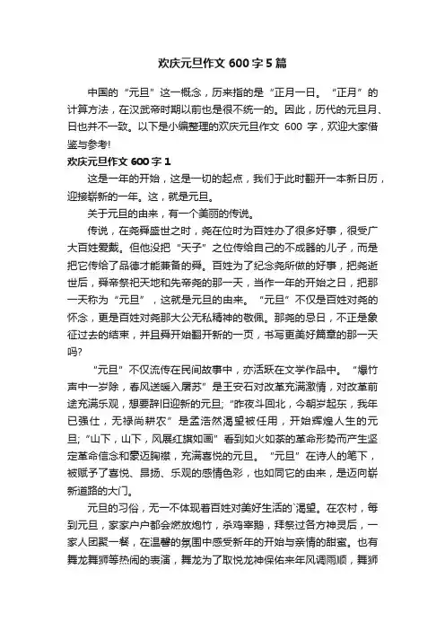 欢庆元旦作文600字5篇