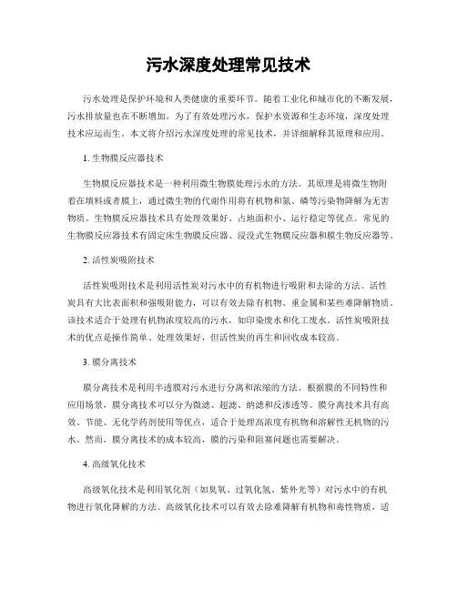 污水深度处理常见技术