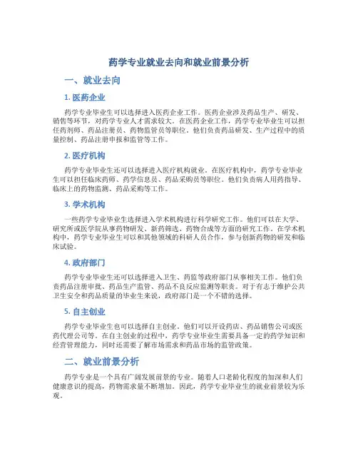 药学专业就业去向和就业前景分析
