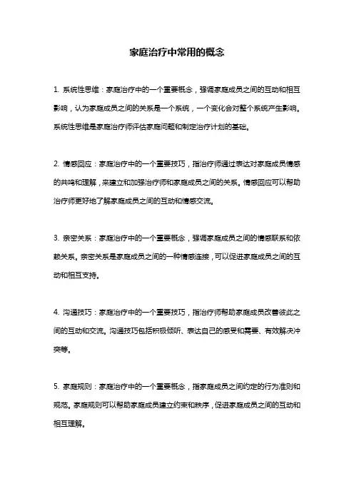 家庭治疗中常用的概念