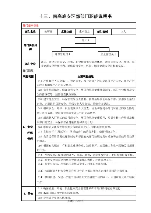531 安环部职能及岗位说明书