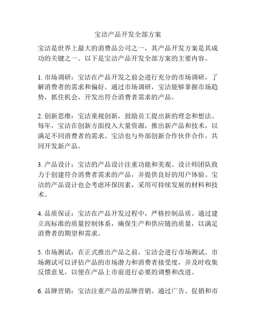 宝洁产品开发全部方案