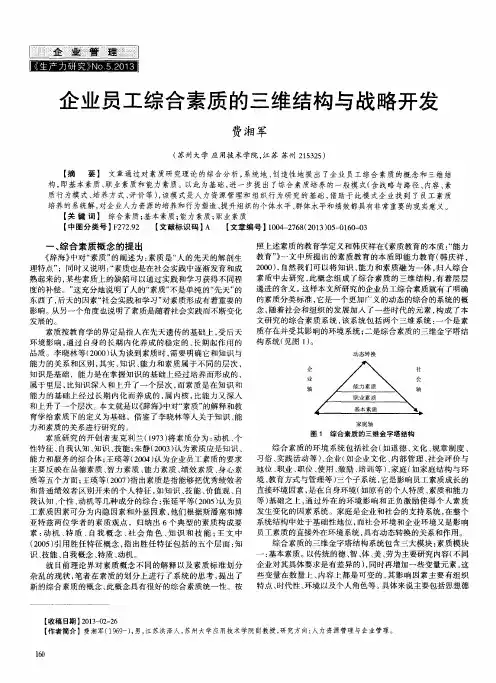 企业员工综合素质的三维结构与战略开发