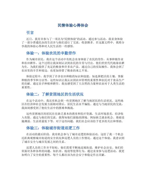 民情体验心得体会
