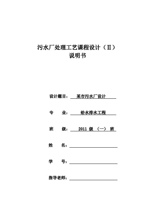 污水处理工艺设计说明书