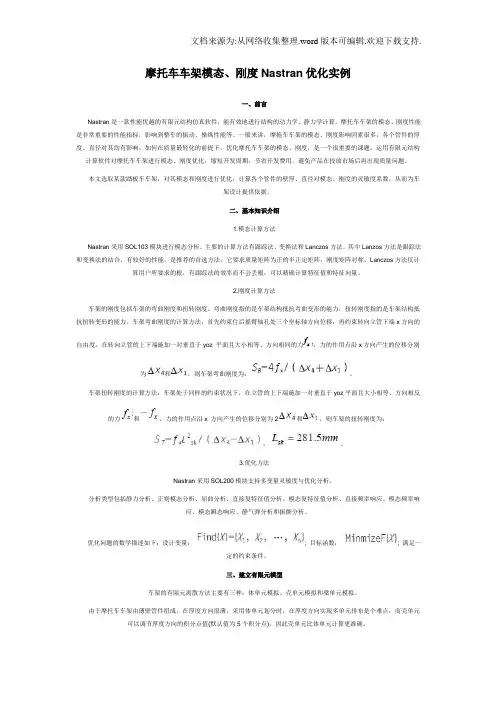 摩托车车架模态刚度Nastran优化实例