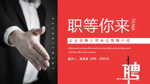 企业招聘公司岗位竞聘介绍动态PPT模板
