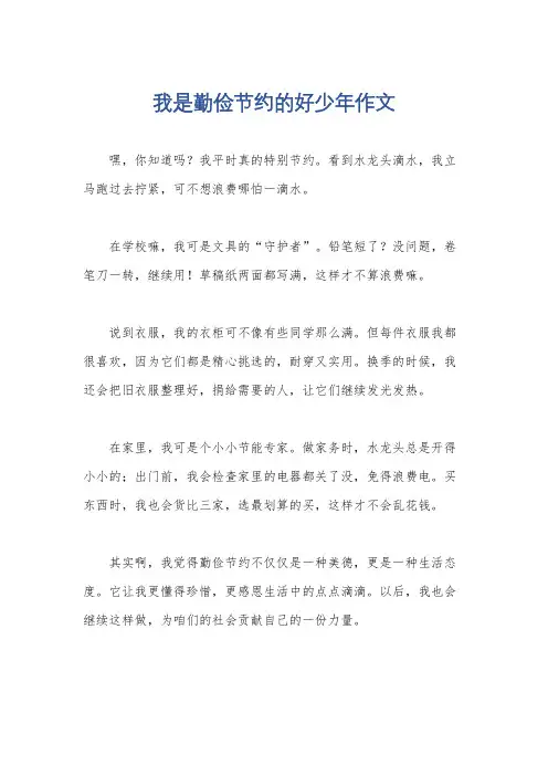 我是勤俭节约的好少年作文