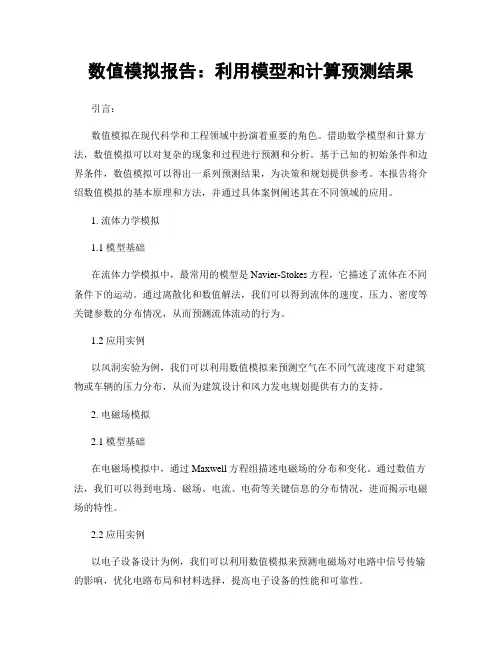 数值模拟报告：利用模型和计算预测结果