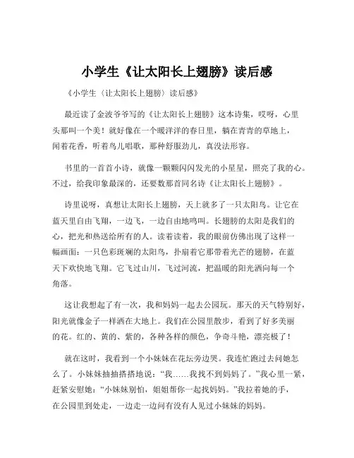 小学生《让太阳长上翅膀》读后感