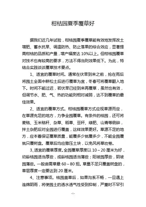 柑桔园夏季覆草好