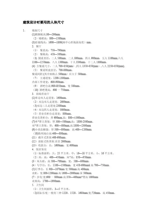 建筑设计常用尺度解读