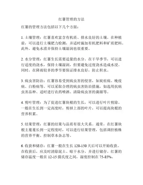 红薯管理的方法