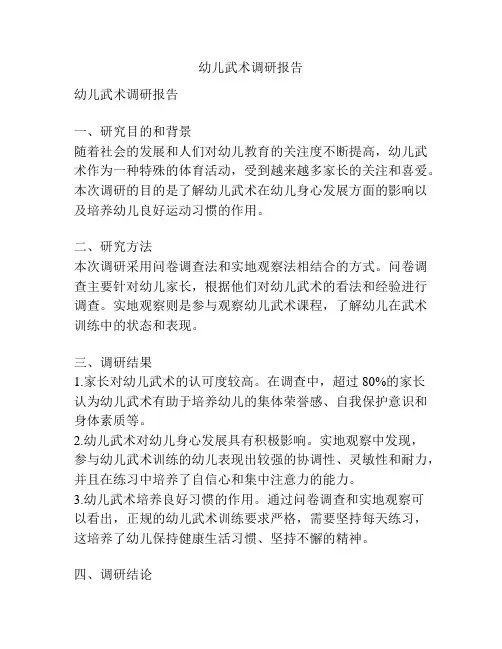 幼儿武术调研报告