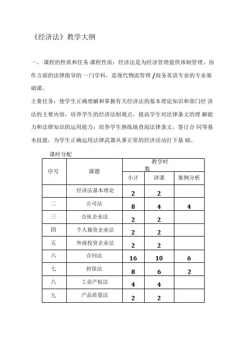 经济法教学大纲