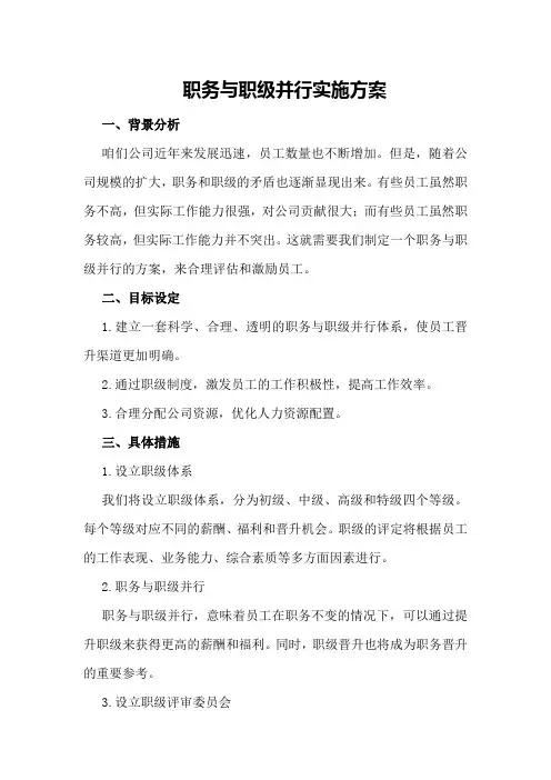 职务与职级并行实施方案