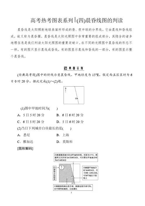 高考地理总复习：热考图表系列四晨昏线图的判读含解析