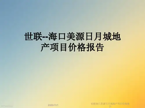 世联海口美源日月城地产项目价格报告