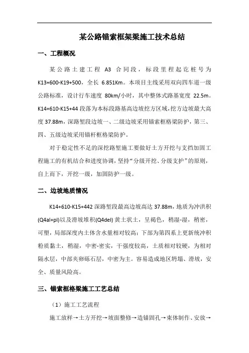 某公路锚索框格梁施工技术总结