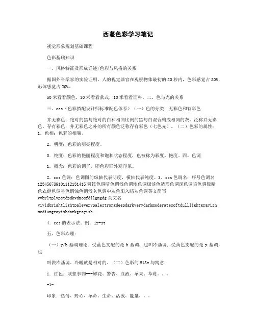 西蔓色彩学习笔记