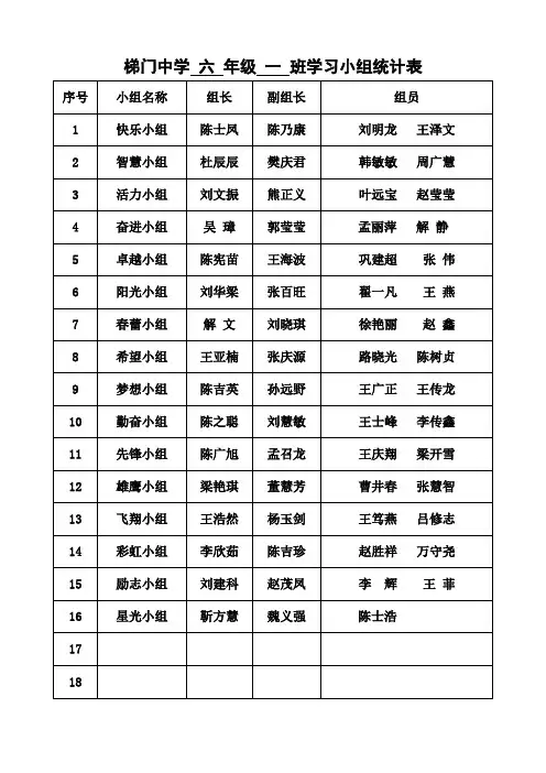 6.1学习小组统计表