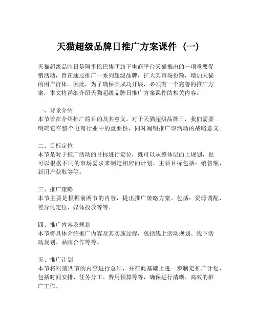 天猫超级品牌日推广方案课件 (一)
