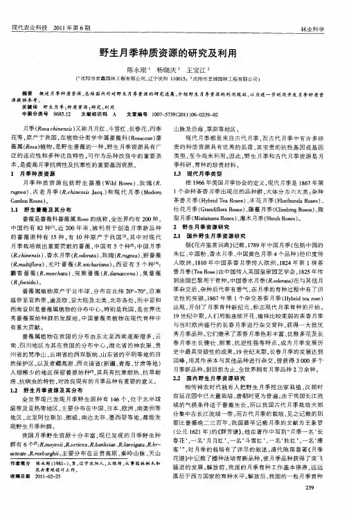 野生月季种质资源的研究及利用