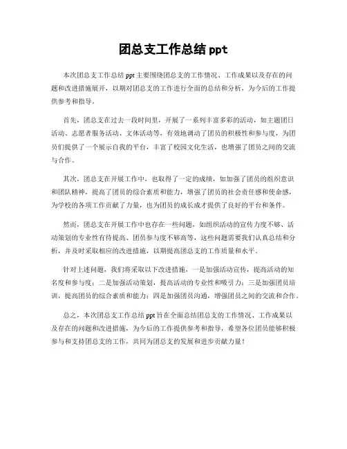 团总支工作总结ppt