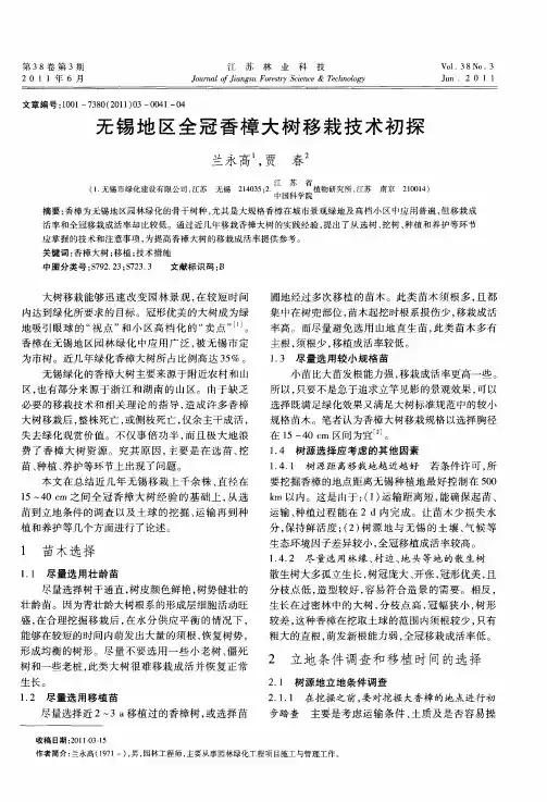 无锡地区全冠香樟大树移栽技术初探