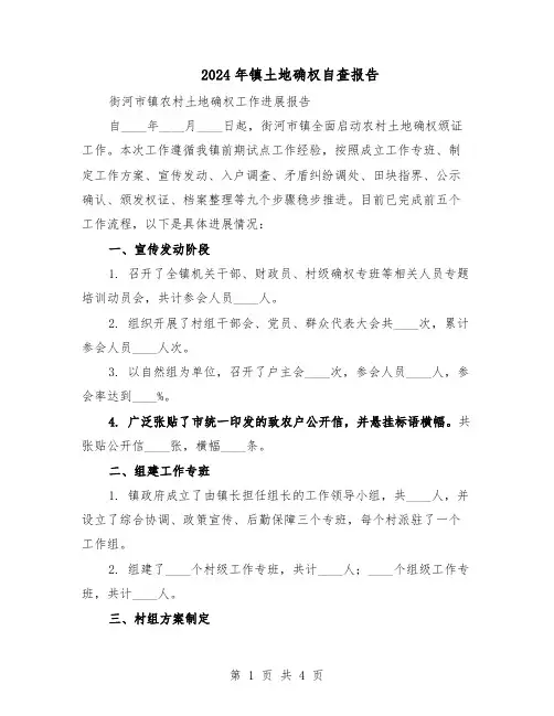 2024年镇土地确权自查报告(二篇)