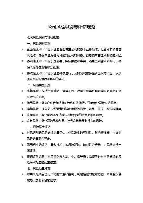 公司风险识别与评估规范