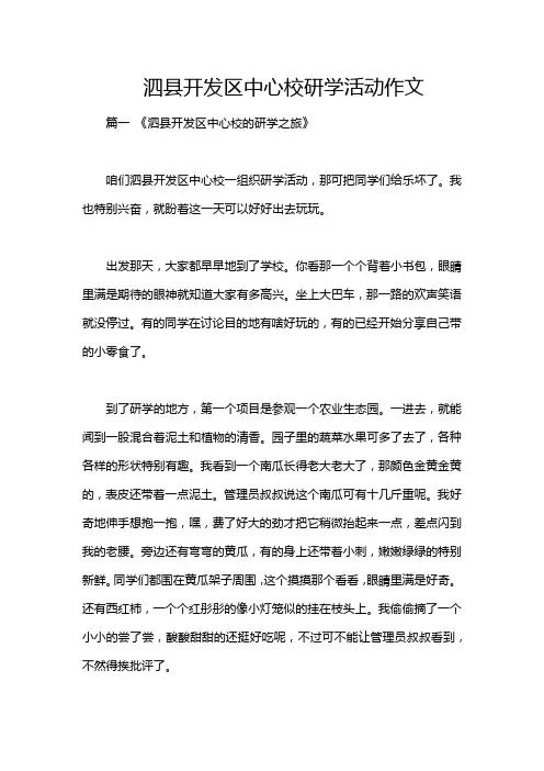 泗县开发区中心校研学活动作文