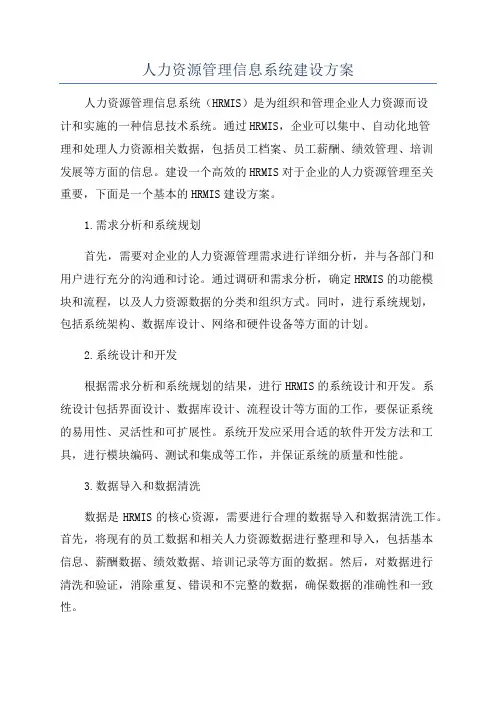 人力资源管理信息系统建设方案
