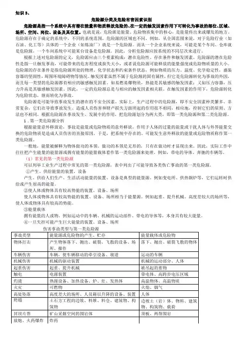 危险源分类及危险有害因素识别