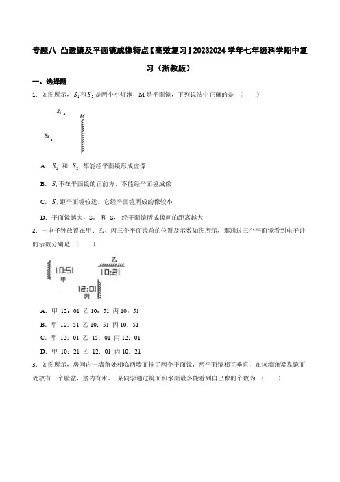 专题八凸透镜及平面镜成像特点浙教版七年级下册科学期中复习