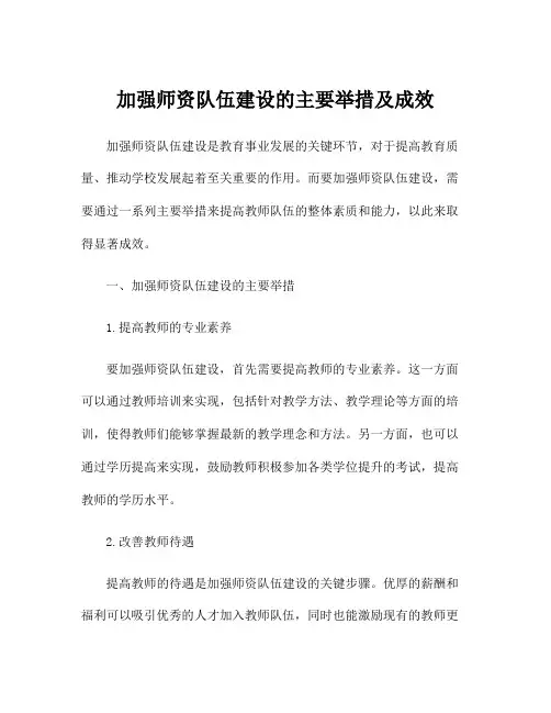 加强师资队伍建设的主要举措及成效