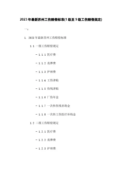 2023年最新苏州工伤赔偿标准(1级至9级工伤赔偿规定)