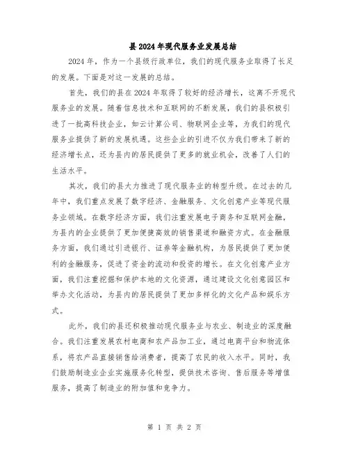 县2024年现代服务业发展总结