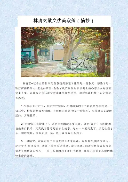 林清玄散文优美段落（摘录）