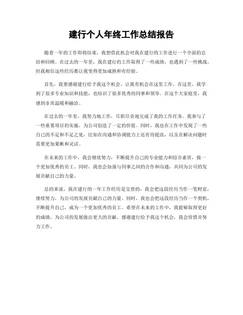 建行个人年终工作总结报告
