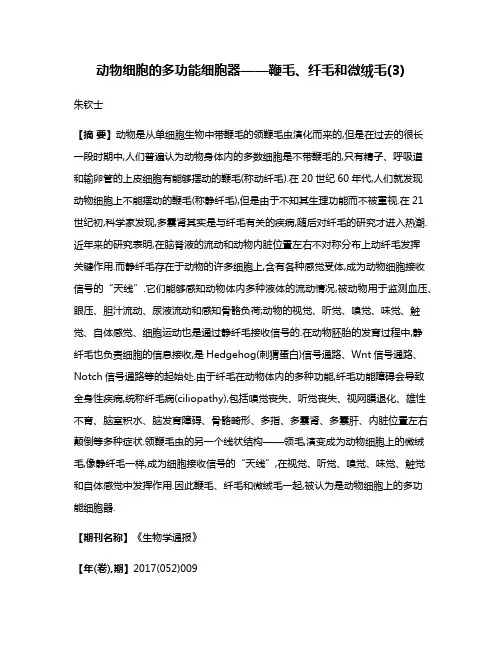 动物细胞的多功能细胞器——鞭毛、纤毛和微绒毛(3)