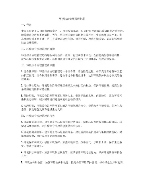环境综合治理管理制度
