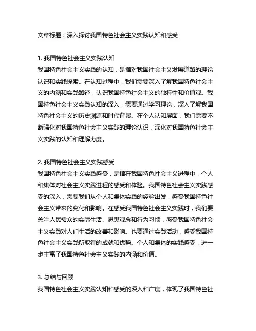 中国特色社会主义实践认知和感受