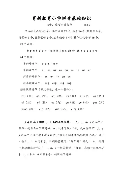 育新教育小学拼音基础知识
