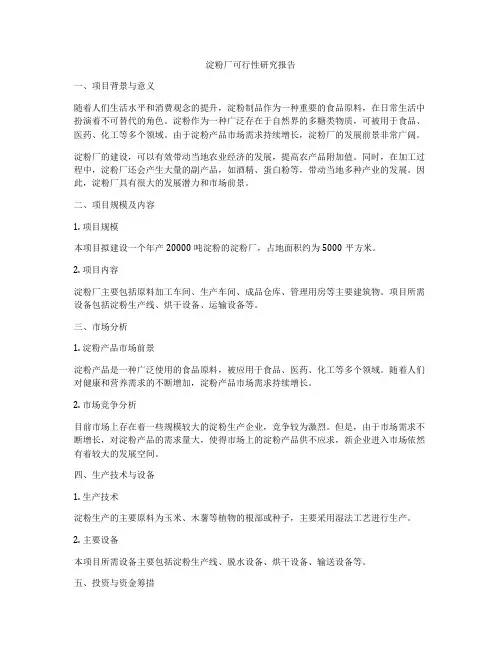 淀粉厂可行性研究报告