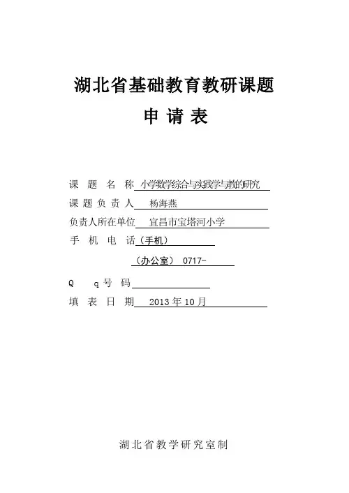 数学综合与实践课题申报表