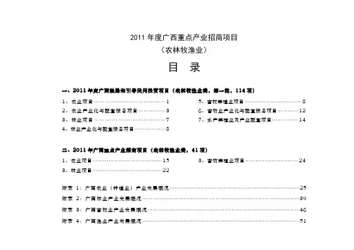 2011年度广西重点产业招商项目
