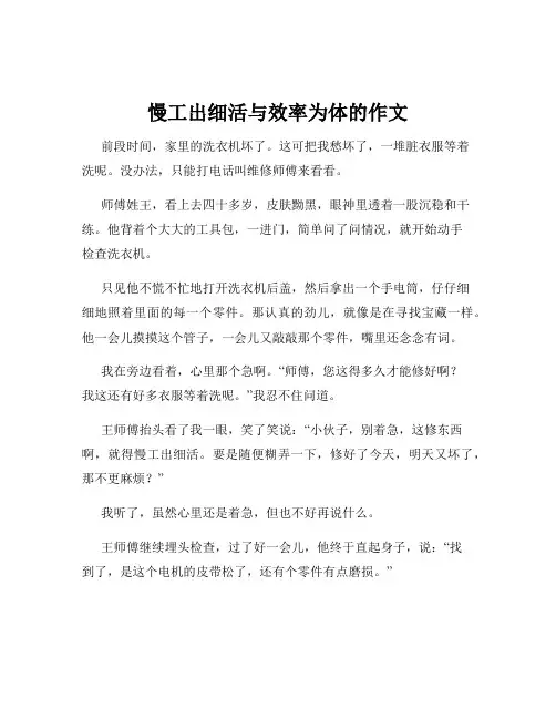 慢工出细活与效率为体的作文