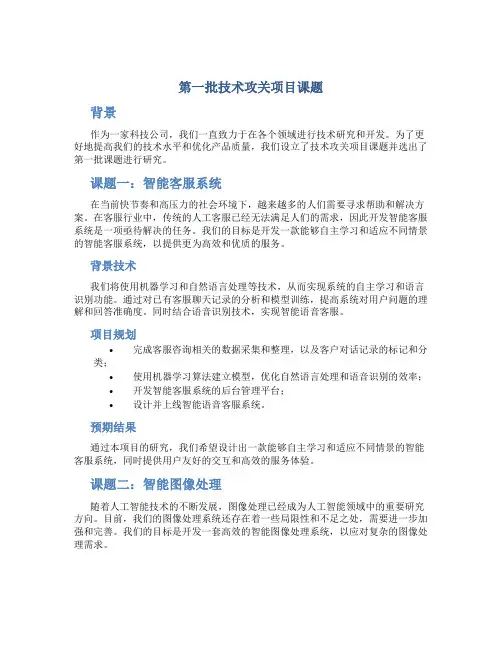 第一批技术攻关项目课题
